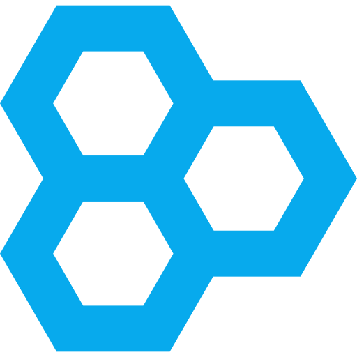 An icon depicting a set of interlocked hexagons